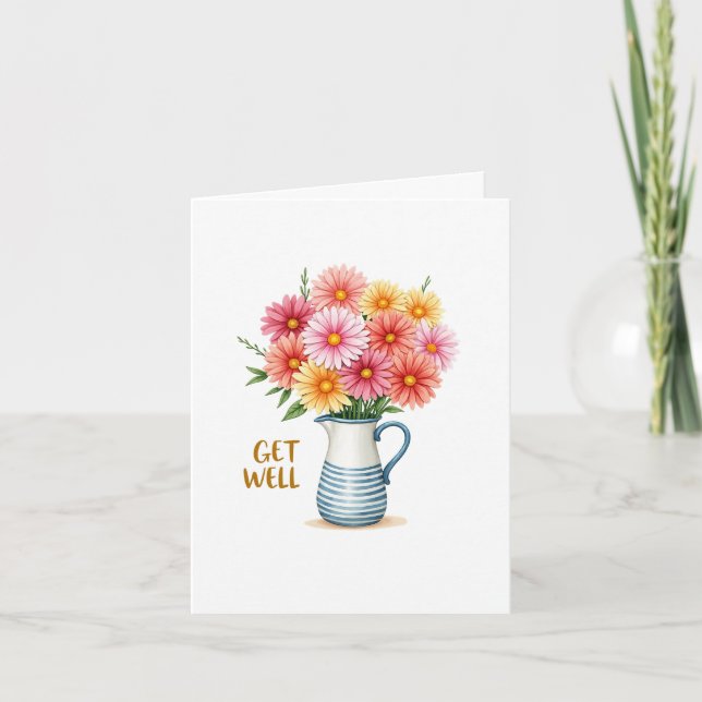 Get Well Flowers Greeting Card (Front)