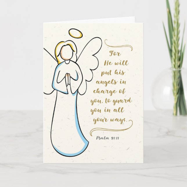 Get Well, He Will Put His Angels in Charge of You  Card (Front)