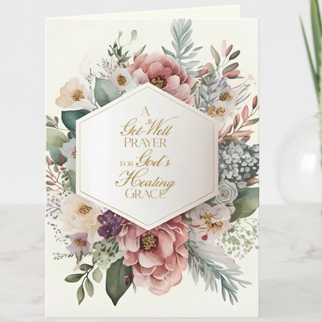 Get Well Healing Prayer Flowers Virgin Mary Card (Creator Uploaded)