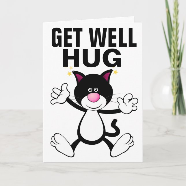 GET WELL KITTY CAT HUG GREETING CARDS (Front)