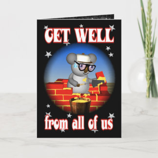 Get Well Koala Bricklayer Greeting Card