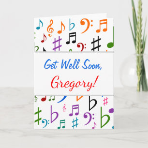 Get Well + Many Colourful Music Notes and Symbols