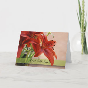 Get Well Orange Tiger Lily Close Up Photograph Card