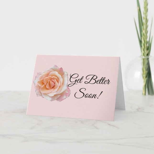 Get Well Pink Rose Card (Front)