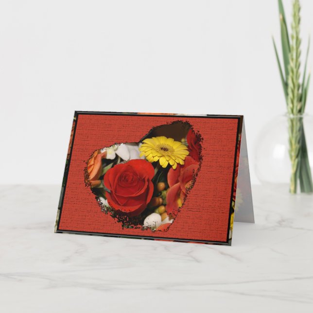 Get Well Rose Bouquet Heart Cut Out Template (Front)