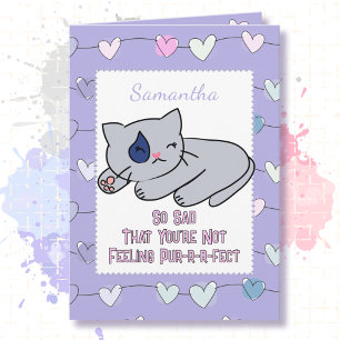  Get Well Sad Sweet Cat Cartoon for Child Card