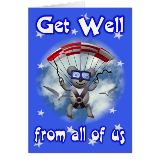 Get Well Sky Diving Koala Card