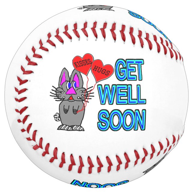 Get Well Soon Adorable Bunny With Hugs & Kisses Softball (Back Right)