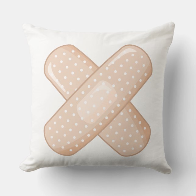 Get Well Soon Bandaid (Nurse Care Crossed Plaster) Cushion (Front)