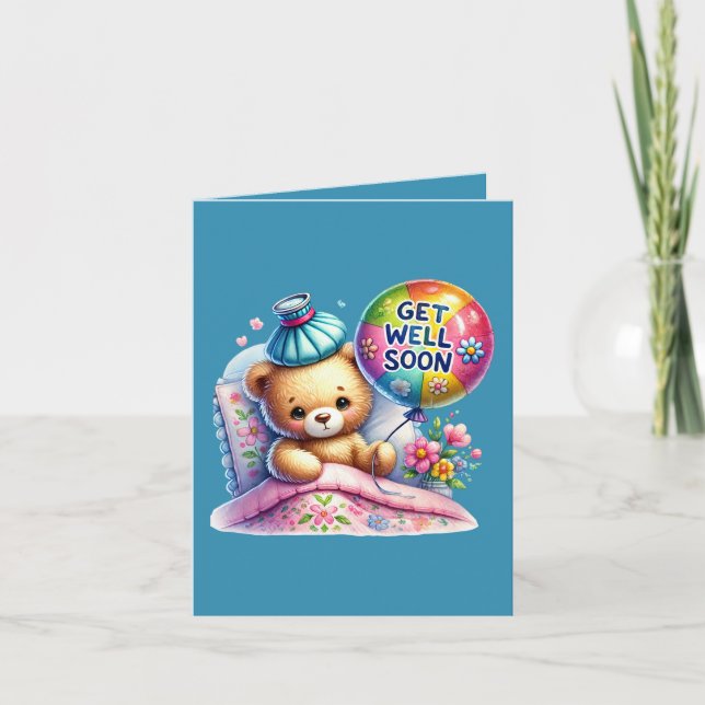Get well soon bear add message  card (Front)