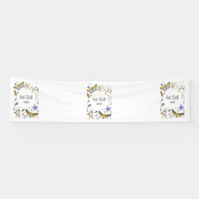 Get Well Soon Blues 2.5x10 Vinyl Banner (Horizontal)