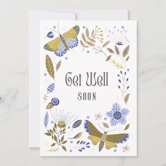 Get Well Soon Blues Invitation (Front)