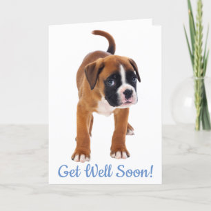 Get Well Soon Boxer Dog Greeting Card - Verse
