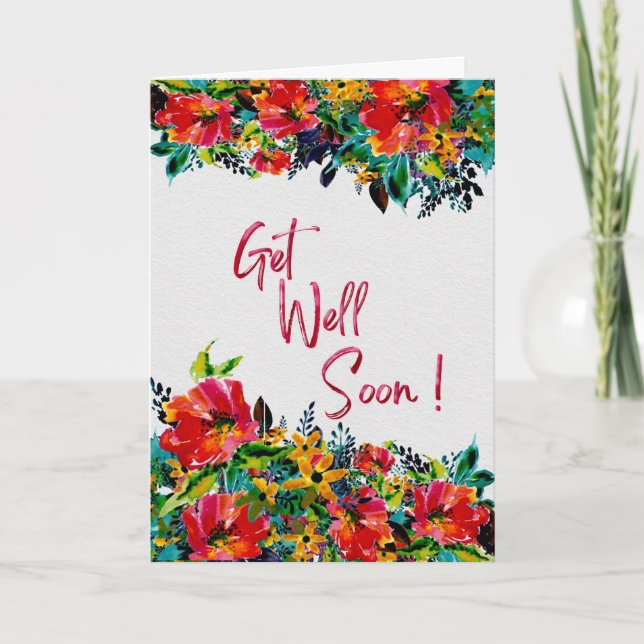 Get Well Soon – Bright Floral Watercolor Card (Front)