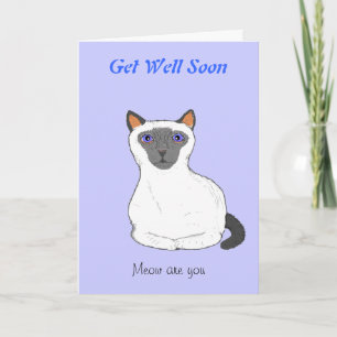 Get well soon card, customise. Cat drawing Card