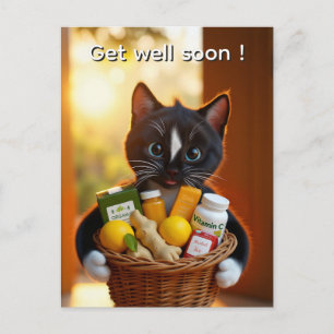 Get Well Soon Card Cute Cat Gift Basket