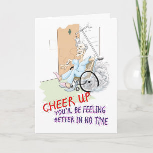 Get Well soon card. Funny Grandpa in wheelchair Card