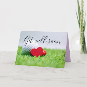 Get Well Soon card to golfer with golf ball & tee