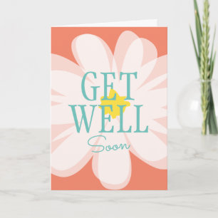 Get Well Soon card with daisy flower drawing
