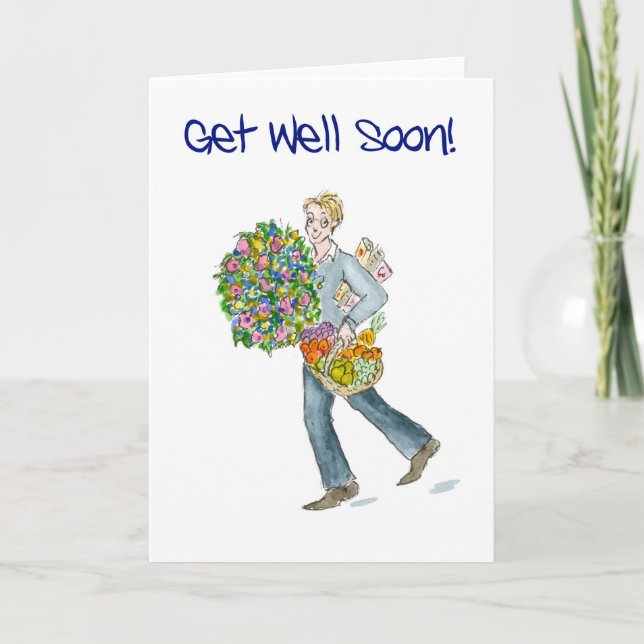 Get Well Soon Card with fruit and flowers (Front)