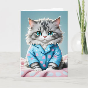 Get Well Soon Cat In Pyjamas Card