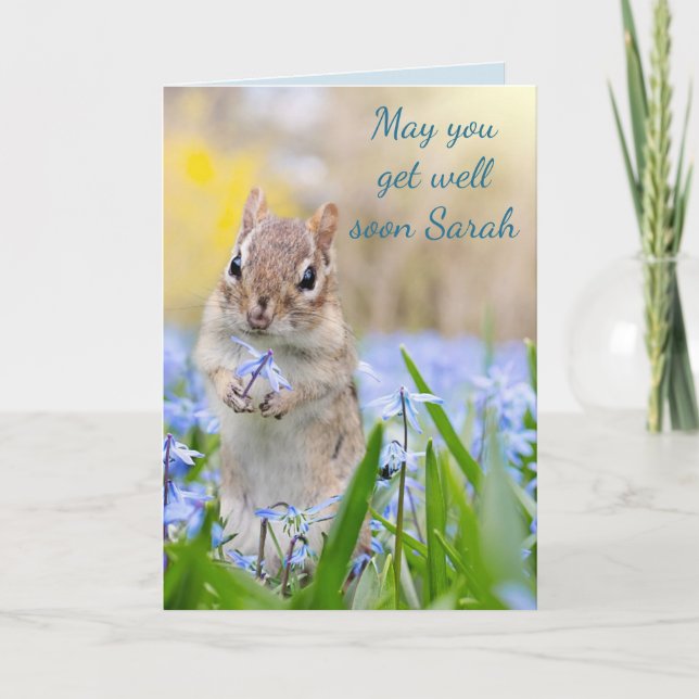 Get well soon chipmunk theme card (Front)