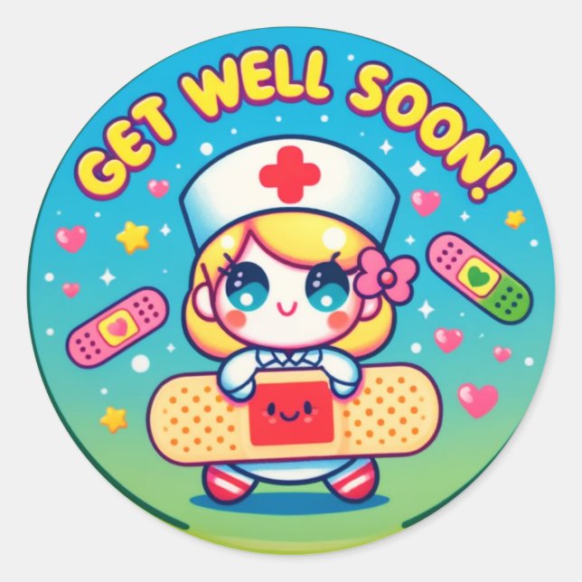 Get Well Soon Classic Round Sticker (Front)
