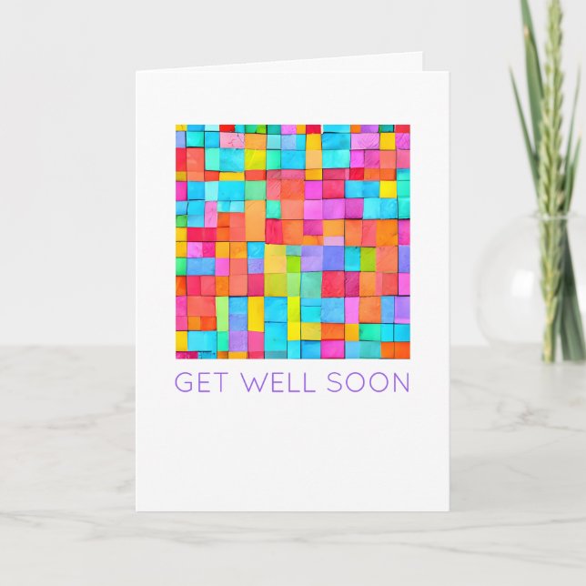 GET WELL SOON Colourful Abstract Art Modern Fun Card (Front)