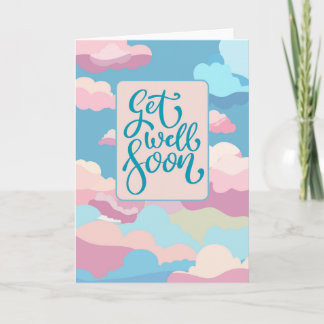 Get Well Soon - colourful clouds Card
