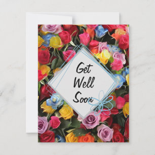 Get Well Soon Colourful Flowers Invitation