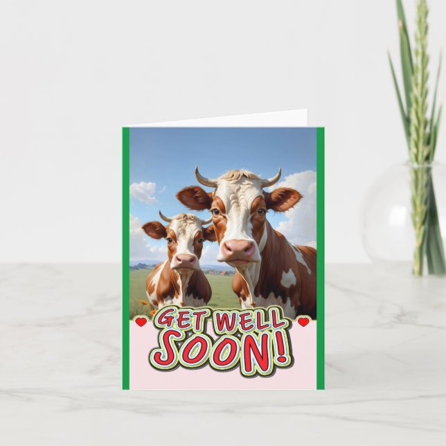 get well soon cows thank you card (Front)