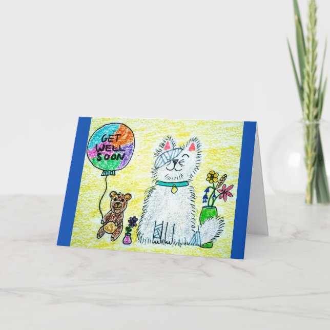Get Well Soon - Cute Cat Card (Front)