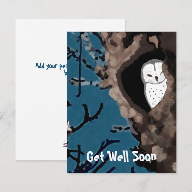 Get Well Soon Cute Napping Owl Illustration (Front/Back)