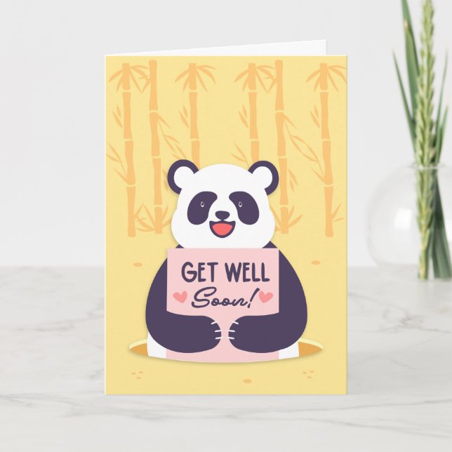 Get Well Soon Cute Panda Bear Greeting Card (Front)