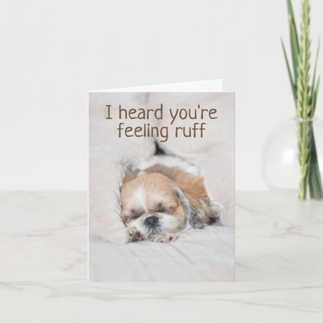 Get well soon cute puppy dog shihtzu sleeping card (Front)