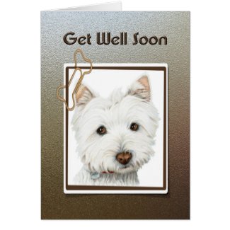 get well soon, cute westie dog greeting card