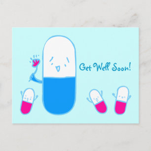 Get Well Soon Doodle Art Postcard