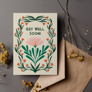 Get well soon Elegant Floral Frame Card