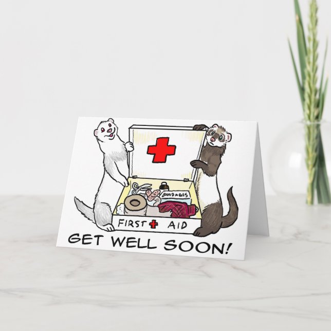 Get Well Soon ferret card (Front)