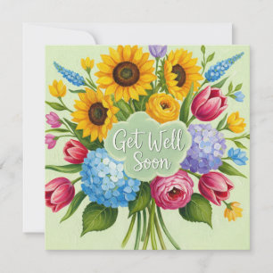 Get Well Soon Floral Bouquet Card