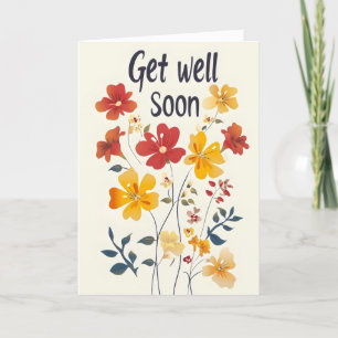 Get Well Soon Flowers  Holiday Card