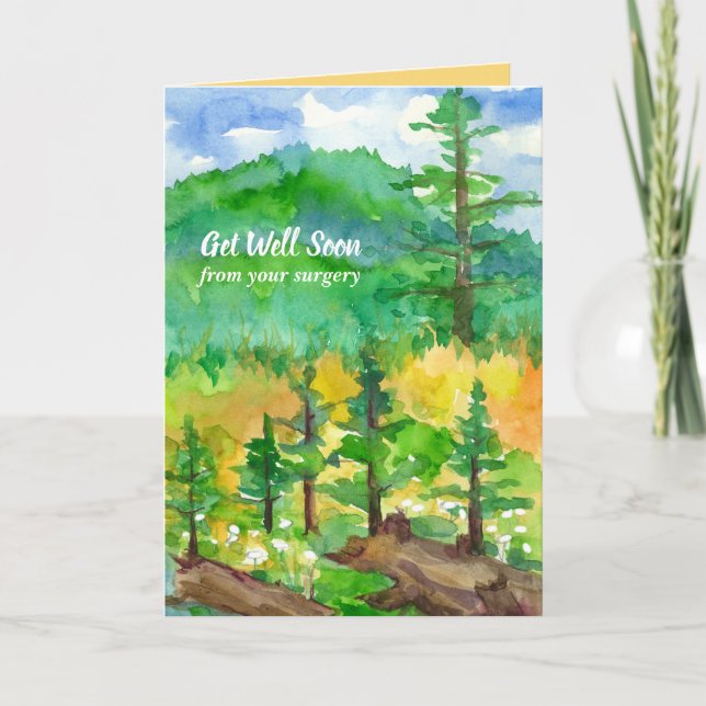 Get Well Soon From Surgery Mountains Trees Card (Front)