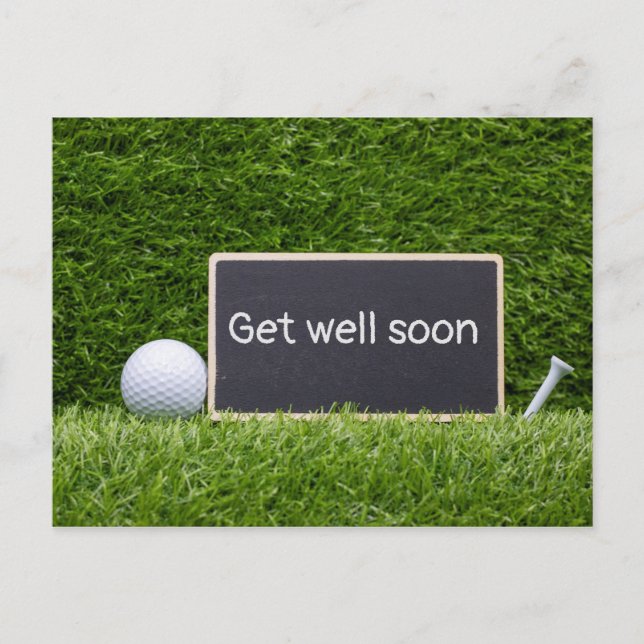 Get well soon Golfer with two golf balls and tee Postcard (Front)