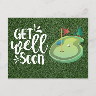 Get well soon Golfer with two golf course Postcard