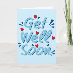 Get Well Soon Greeting Card - Ligh Blue Typography