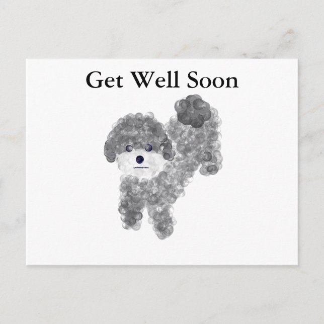 Get Well Soon Grey Poodle #1 Postcard (Front)