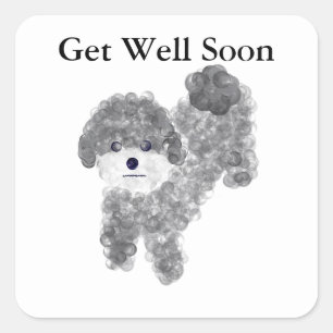 Get Well Soon Grey Poodle #1 Stickers