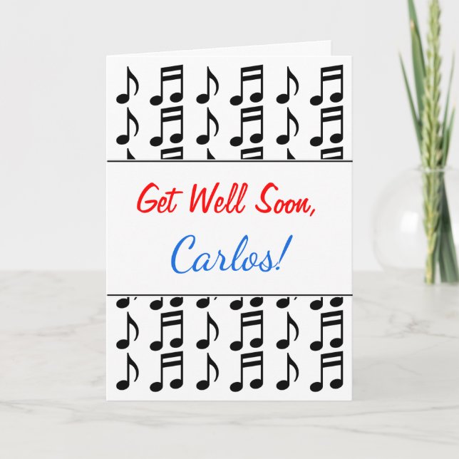 "Get Well Soon" + Grid of Musical Notes (Front)