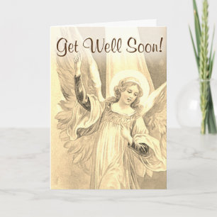 Get Well Soon - Guardian Angel in Gold Card
