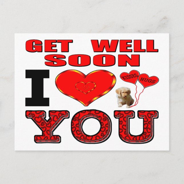 Get Well Soon I Love You Postcard (Front)